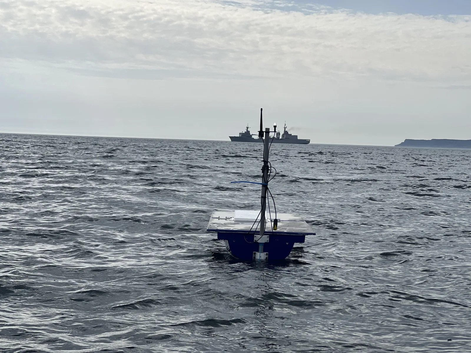 Scout USV on station with NATO warships on the horizon during the REPMUS exercise